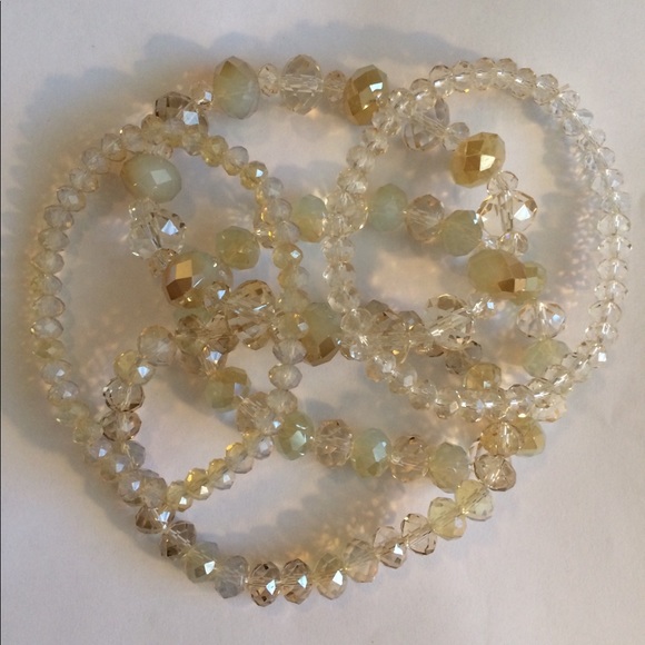 Set of 5 Cream, Clear and Gold Tone Bracelets - Picture 5 of 5